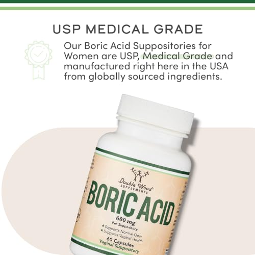Boric Acid Suppositories (600mg Vaginal Suppository, 60 Count) Supports Vaginal pH Balance, Odor Control (USP Medical Grade Fine Powder, Easy Dissolve, Third Party Tested) by Double Wood - Image 5