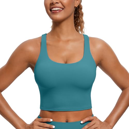 Image of CRZ YOGA Womens Butterluxe Strappy Longline Sports Bra - Padded Criss Cross Yoga Workout Crop Tank Tops