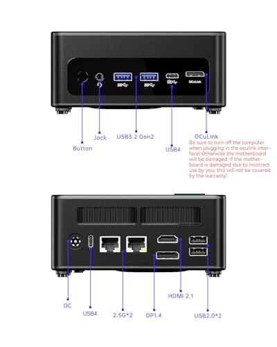 Image of AOOSTAR GEM12 + AMD R7 PRO 8845HS Mini PC, Barebone Mini Gaming PC with OCULINK / 2*USB4 /HD2.1 /1 xDP 1.4, 2X 2.5G LAN,2*M.2 Slots,Support Openclaw