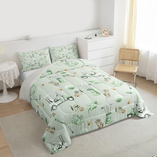 Image of Feelyou Green Golf Comforter Set Queen Size 3 Pcs Kids Boys Girls