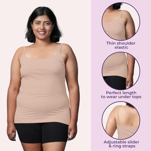 Image of Adira | Plus Size Camisole for Women | Plus Size Camisole | Soft Adjustable Shoulder Elastic | Layering Under Sheer Tops, Shirts & T-Shirts | Offers Full Coverage | Pack of 1