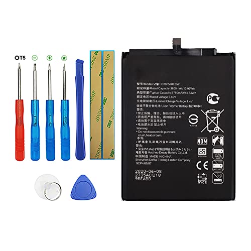 Vvsialeek HB386590ECW Batterie pour Huawei Honor 8X, Honor 8X Dual SIM, JSN-AL00, JSN-L21, JSN-L22, JSN-L23, JSN-LX1, JSN-LX2, JSN-LX3 avec kit d'outils