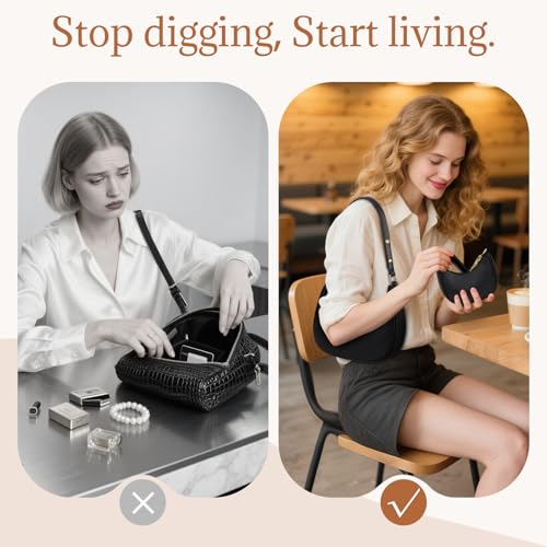 AUDTOPE Shoulder Bags for Women, Crescent Moon Handbag Cute Hobo Bag Faux Leather Mini Clutch Purse with Zipper Closure3