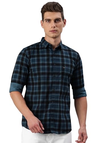 Image of Majestic Man Men Small Checkered Slim Fit Cotton Casual Shirt