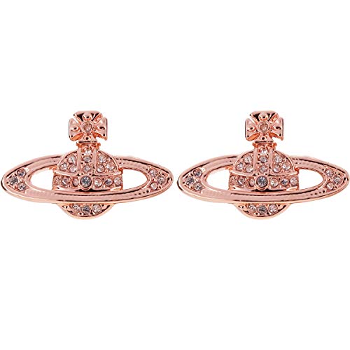 Vivienne Westwood White Diamond Rose Gold Saturn Earrings With exclusive box and paper bag