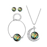 Verpackung: Geschenkbeutel Youkeshan Schmetterling-Armbänder, Mono-Uhr-Halskette, Schmetterlings-Ohrringe, blaugrüne Armbänder.