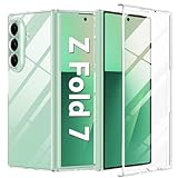 Deekeewe Clear Case for Samsung Galaxy Z Fold 7 with Screen Protector ＆Camera Cover,Slim Hard Phone Case Anti Yellowing Anti-Scratches Protective Bumper Cover for Galaxy Z Fold 7 2025,Transparent