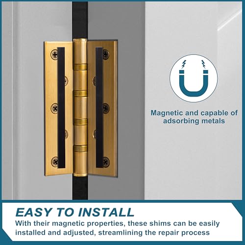Image of 4 inch x1 /4 inch Magnetic Hinge Shims for Commercial /Residence Hinge Adjustments Door Repairs Prop Damage Sagging Hinges,Pack Contains 50 shims