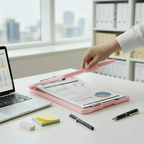 Image of oddpod Praise A4 Clip Pad /Clipboard with Storage Case for Paper and Document Storage 83002 (Light Pink)