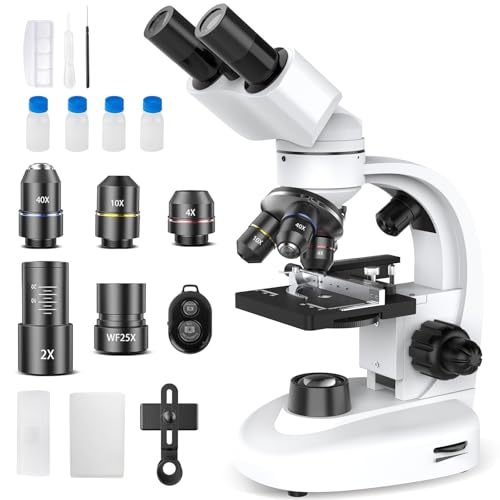 Image of Compound Binocular Microscope for Kids & Adults - 40X-2000X Magnification Professional Microscopes with Slides - Kids Microscope Kit for School & Family Science Education Equipment