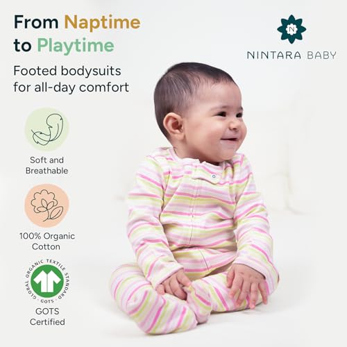 Image of NINTARABABY Zip-Up Footed Bodysuit - 100% Organic Cotton Sleeper