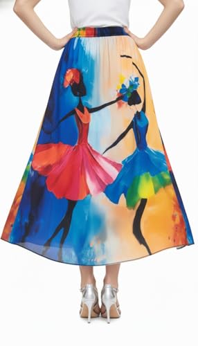 Image of VAGISHA Women's 4-Metre Flared Long Skirt | Skirts for Women Long Length | Long Skirts for Girls | Ethnic & Boho Printed Wear with Elastic Waist | Perfect for Party, Festive & Casual Look