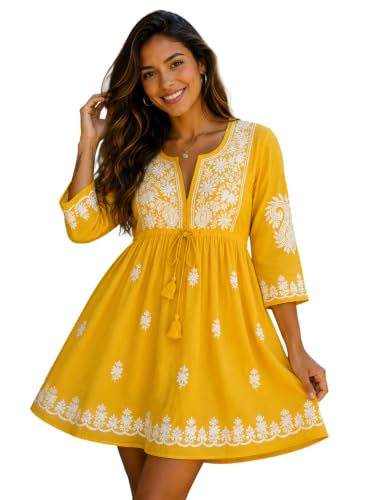 Image of Gauri Laxmi Enterprise Women's Embroidered Georgette Peplum Top | Ethnic Tunic Kurti with Sheer Sleeves | Casual Top for Women