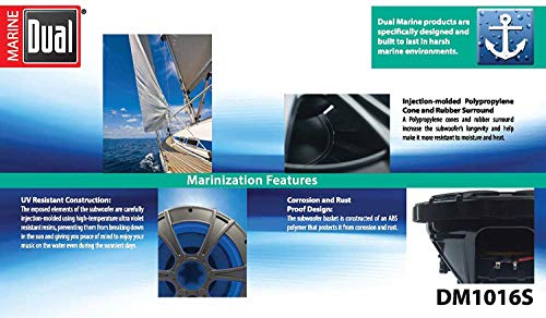 Image of Dual Electronics DM1016S 10 inch Dual Voice Coil Marine Subwoofer with Blue illumiNITE LED Lighting
