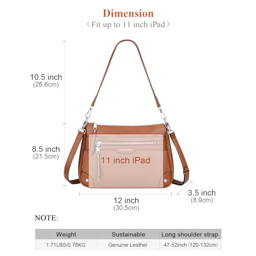 Image of Over Earth Soft Genuine Leather Crossbody Bags for Women Medium Shoulder Purses Hobo Handbags with Multi Pockets
