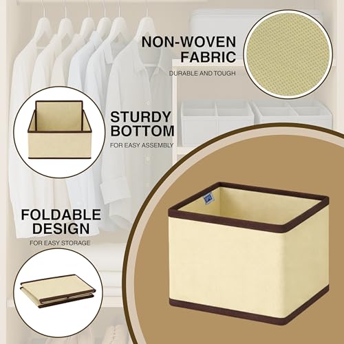 Image of Skrill 6-Piece Foldable Cloth Storage Box Set | Cube Baskets, Bins & Dividers for Closet & Dresser Drawer Organization | Storage for Shirts, Pants, Underwear, Bras, Socks, Inners & More (Beige)