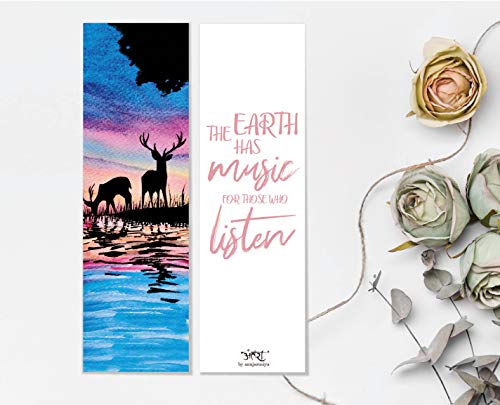Image of Antara Wilderness Bookmarks with Quotes | Digitised Handpaintings | Laminated Matte Finish| Best Gift for Readers for Books and notebooks (Classic Bookmark Set of 8)