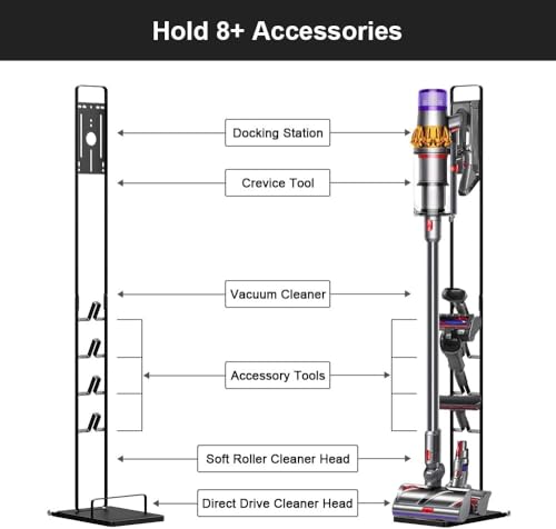 Foho Vacuum Stand Compatible for Dyson V15 V11 V10 V8 V7 V6 with Wheels,Metal Storage Bracket Stand Holder Compatible for Dyson Handheld Cordless Vacuum Cleaners & Accessories & Attachments