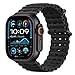 Produktbild Astorgos Ocean Armband Kompatibel mit Apple Watch Ultra 3/2/1 49mm,S11/S10 46mm,9/8/7 45mm,SE3/SE2/SE/6/5/4 44mm,3/2/1 42mm, Metallanschluss Sport Uhrenarmband für Männer Frauen, Schwarz/Schwarz