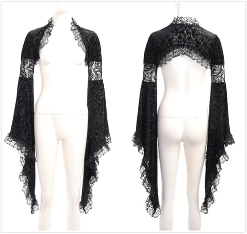 Image of win2win Gothic Bolero Shrug Crop Tops for Women Victorian Bell Sleeve Y2k Punk
