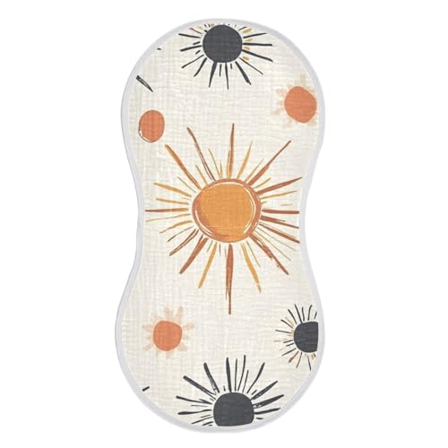 4 Pack Baby Burp Cloths, Soft Absorbent Burping Cloths for Babies, Cotton Milk Spit Up Rags, Large Size for Newborns, Baby Boys and Girls (Boho Sun)2