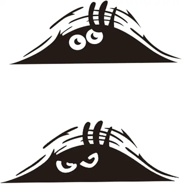 Autocollants Monstre Peeking Humoristiques pour Voiture - Lot de 2 Pièces Noir