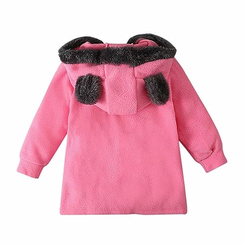 Children's Girls Coat Fall Winter Solid Color Hooded Zipper Thickened Cute Teddy Bear Toddler Clothes for Girls2