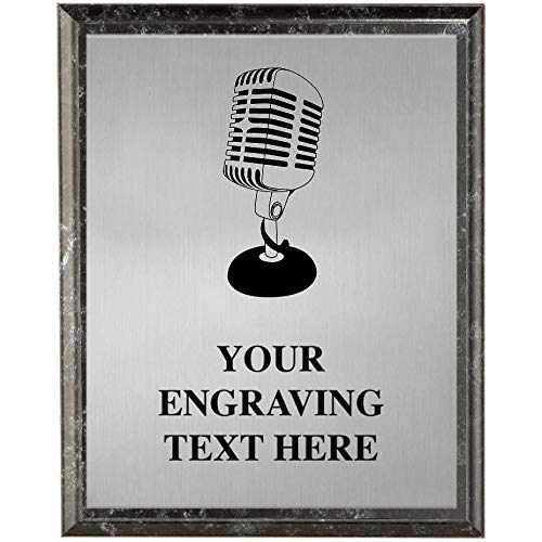 Crown Awards Microphone Plaques, Personalized Singing Trophy Plaque Award, Great Custom Engraved Microphone Gifts Prime