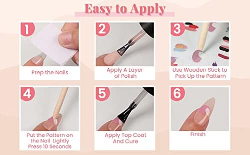Beetles Graffiti Fun Nail Stickers for Nail Art, 6 Sheets Nail Decals 3D Self-Adhesive Minimalist Nail Art Stickers Abstract Face Rose Leaf Swirl Nail Design Stickers Manicure Tips Nail Decoration for Women Girls Spring Summer