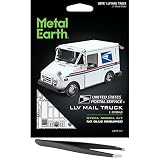 Metal Earth Fascinations USPS LLV Mail Truck 3D Metal Model Kit Bundle with Tweezers