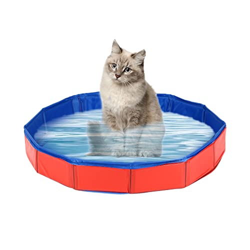 Faltbar Hundepool, Hundepool Schwimmbad für Hunde und Katzen，PVC...