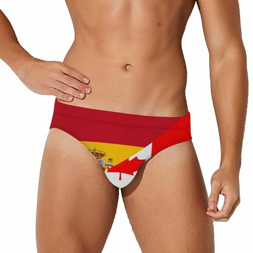 Bikini de playa de secado rápido para hombre con bandera de Canadá y España