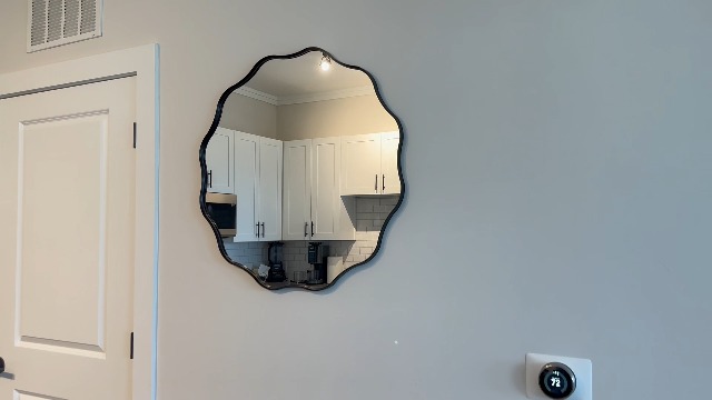 VooBang Black Scalloped Circle Mirror, 30" Wavy Edge Round Wall Mirror with Tempered Glass Textured Circular Metal Deep Frame, Hanging Leaning for Bathroom, Hallway, Entryway, Livng Room