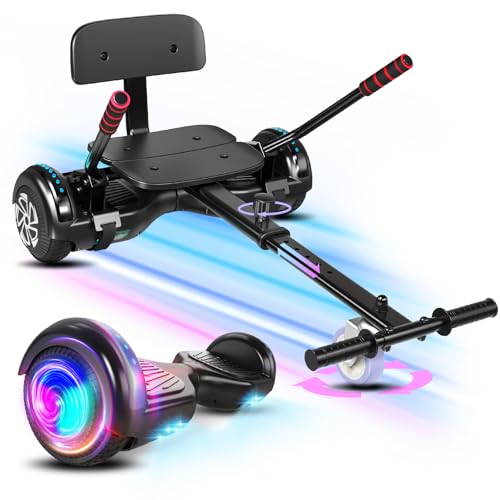 Scooter with Seat Attachment for Kids Adults 6.5 8.5Balancing Scooter with Bluetooth Speakers & Colorful LED Light with Kart