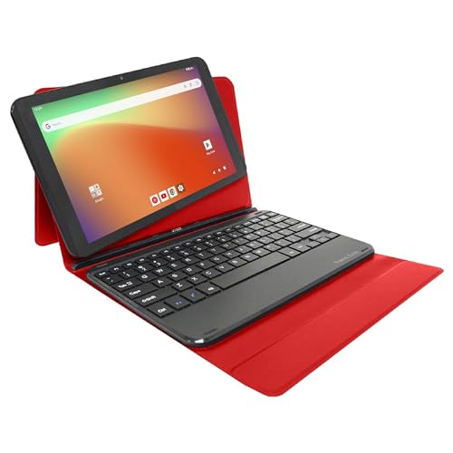 Image of Prestige Elite 10QH Android 13 10.1 Inch HD IPS Tablet, 64GB Storage, 2GB RAM with Detachable Keyboard Case - Red
