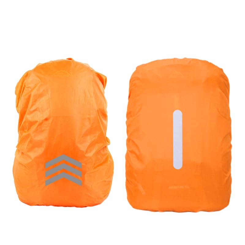 HORREX 18-30L Rucksack Regenschutz Fluoreszierend orange Farbe Reflektierender Pfeil + Fluoreszierend orange Farbe Vertikaler Streifen Regenschutz Schulranzen Rucksack Regenhüllen