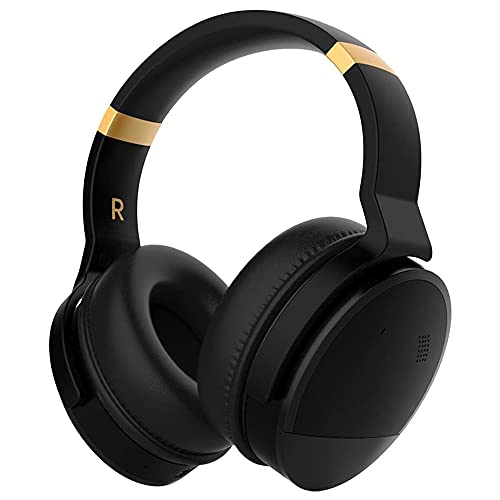 Qisebin E8 Active Noise Cancelling Wireless Headphones, Over-Ear Bluetooth Headphones with Deep Bass, Fit Comfort, Built-in Microphone, 25 Hours of Listening Time - Black