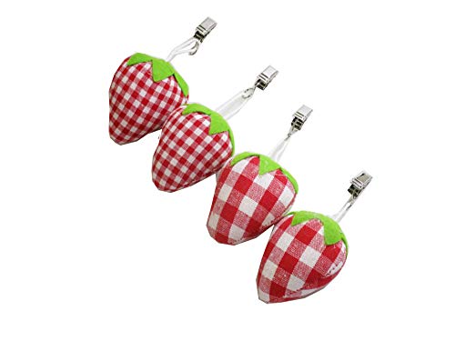 Tischdeckenbeschwerer 4tlg Stoff Erdbeeren rot/weiß 6x6x4cm Cover