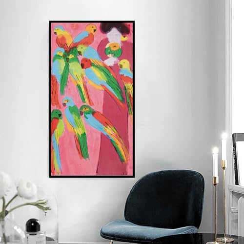Affiche Walasse Ting Perroquets et Dames impression couleur 50x100cm - 2