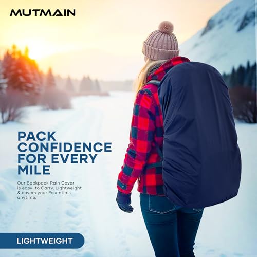 Image of MUTMAIN Waterproof 80L to 100L Rain Cover for Rucksack Backpack Bag, Suitable Bags Cover for Hiking, Camping & Trekking XXL Bag, Two Side Adjustable Buckle and Elastic Protect from Rain (Navy Blue)
