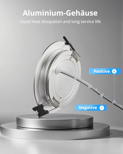 Gr4tec 6er Set LED Einbaustrahler 12V Dimmbar, IP44 Alu LED Spot Warmweiß 3000K 84Ra 3W, Möbeleinbauleuchte Ultra Flach 12mm, Loch 58-62mm, 12V Deckenspots für Wohnwagen Wohnmobil Boot Kleiderschrank