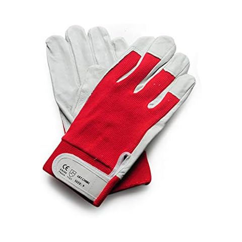 Welding Gloves, Heat & Fire Resistant Gloves, Goatskin Leather Gloves, Perfect for Fireplace, Stove, Oven, Grill, Welding, BBQ, Mig, Pot Holder, Animal Handling. ST105 L" (Red) Cover