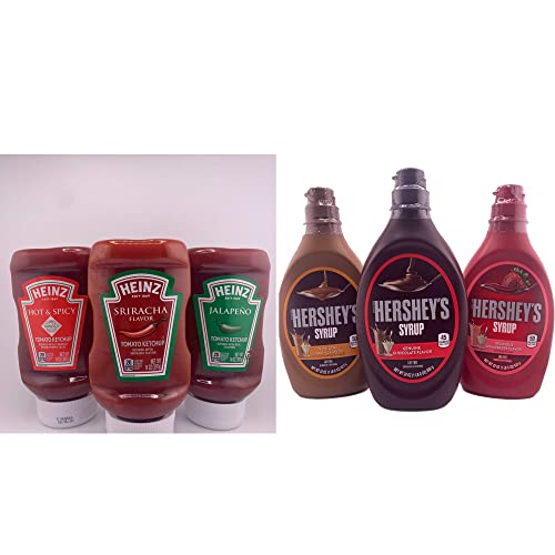 Spicy Ketchup Heinz Variety 3 Pack And Hershey Syrup Variety 3 Pack Bundle #TOP26