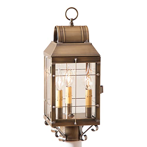 Irvins-Country-Tinware-130-3BR-Marthas-3-Light-Exterior-Post-Lantern-in-Solid-Weathered-Brass-Country-Colonial-Outdoor-Lighting Irvins Country Tinware 130 3BR Marthas 3 Light Exterior Post Lantern in Solid Weathered Brass Country Colonial Outdoor Lighting