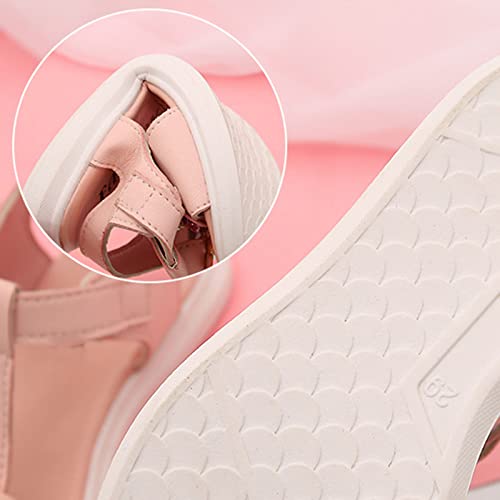 Kids Girls' Open Toe Solid Hook & Loop Flat Soft Sole Pearl Decoration Fashion Bow Shining Dress Sandal3