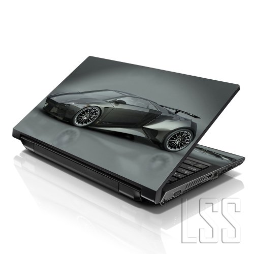 Image of LSS 15 15.6 Inches Laptop Notebook Skin Sticker with 2 Wrist Pads - Reusable Cover Protector Vinyl Sticker Cover Decal Fits 13 inch - 16 inch HP Asus Acer Samsung - Grey Car Design Pattern