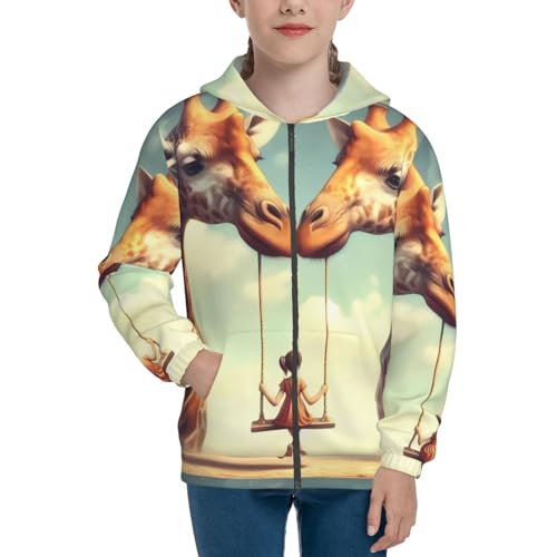 Giraffe Swing1 Kids Pullover Hoodies Boys Zip Up Sweatshirts Girls Athletic Clothes with Pocket3