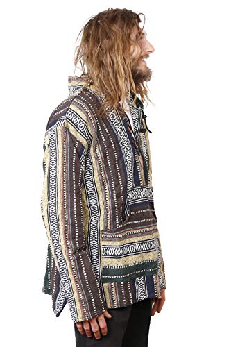Sunshine Joy Woven Baja Style Pullover Hoodie Hooded Jacket Earth Stripe4