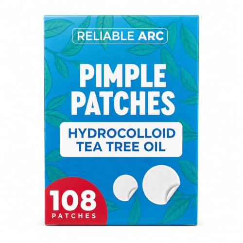 لاصقات حب الشباب الهيدروكولويدية بزيت شجرة الشاي عبوة من 108 لاصقة بثرة | Invisible Hydrocolloid Acne Patches With Tea Tree Oil - Clear Pimple Patches - 108 Dots