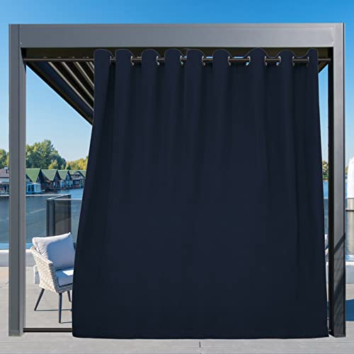 Image of Easy-Going Outdoor Curtains for Patio 1 Panel, 150x96 inch, Navy | Waterproof, Windproof, Weatherproof Privacy Outdoor Curtains for Cabanas Porches and Pergolas, Grommet Top and Tab Bottom